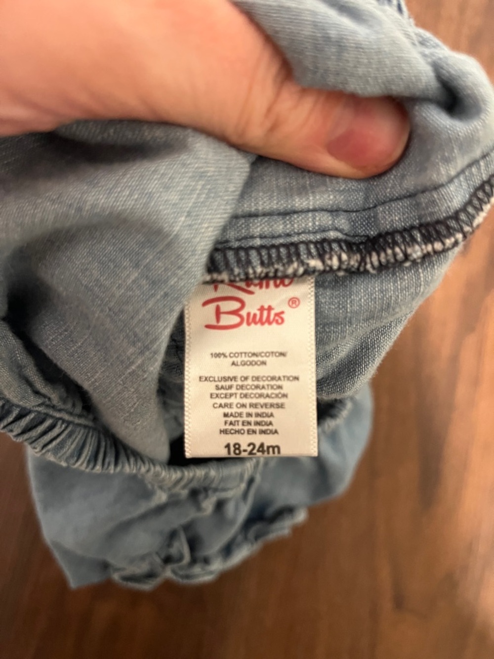 Ruffle Butts Light Denim Blue Long Sleeve One-Piece - Picture 2 of 4